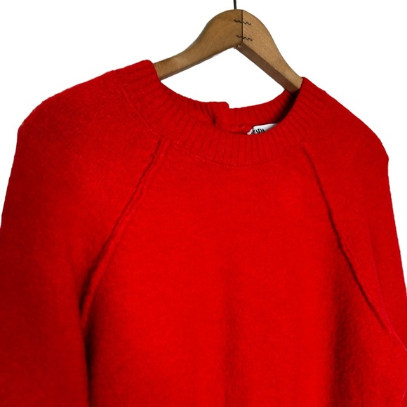 Zara | Orange Balloon Sleeve Sweater Size Small - Picture 4 of 6
